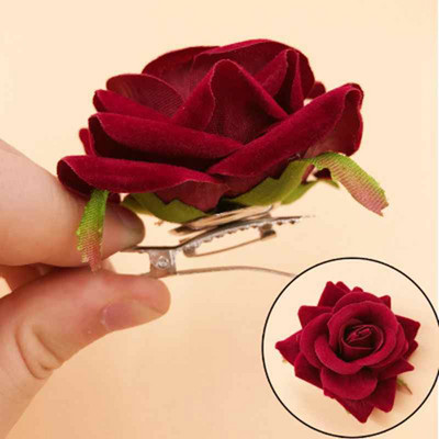 Menyasszonyi fejdísz Hajcsat Flanel Rose Big Flower Hajkiegészítők Hajcsat Szövet Menyasszonyi hajkiegészítők Hajcsat