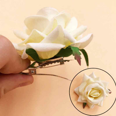 Menyasszonyi fejdísz Hajcsat Flanel Rose Big Flower Hajkiegészítők Hajcsat Szövet Menyasszonyi hajkiegészítők Hajcsat