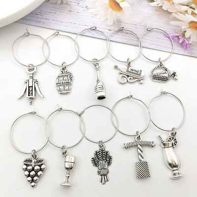 Marcator pentru pahar de vin, din aliaj de zinc, emailat, placat cu aur, pandantiv pentru bricolaj, colier, brăţară, cercei, bijuterii, descoperiri