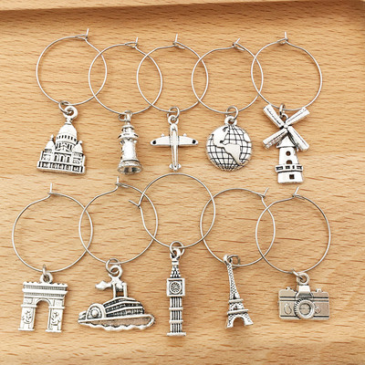 Marcator pentru pahar de vin, din aliaj de zinc, emailat, placat cu aur, pandantiv pentru bricolaj, colier, brăţară, cercei, bijuterii, descoperiri