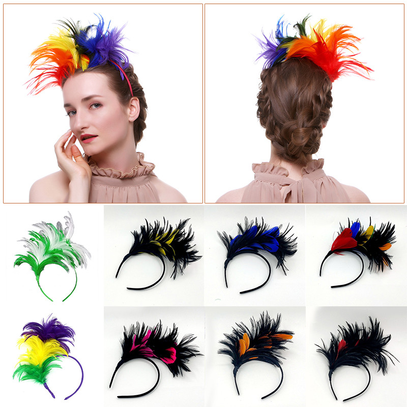 Boho Feather Hairband Fashion Carnival Party Head Decoration Dance Performance Hair Band Halloween Festival Hair Accessories