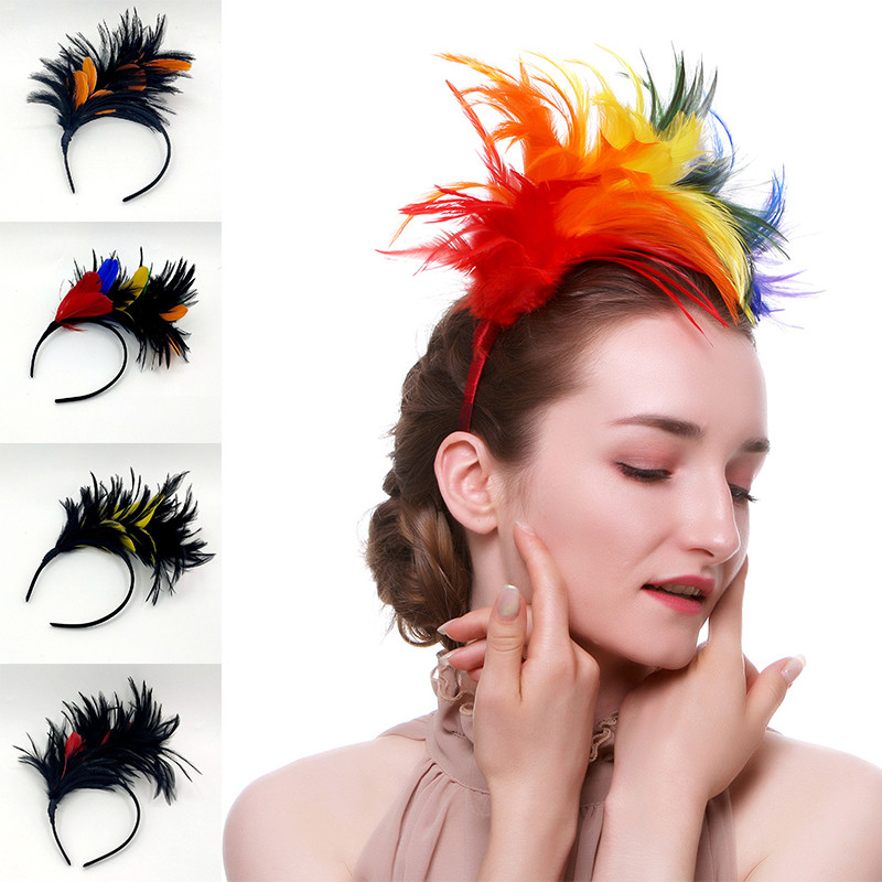 Boho Feather Hairband Fashion Carnival Party Head Decoration Dance Performance Hair Band Halloween Festival Hair Accessories