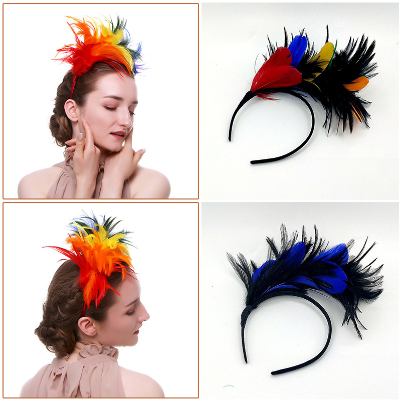 Boho Feather Hairband Fashion Carnival Party Head Decoration Dance Performance Hair Band Halloween Festival Hair Accessories