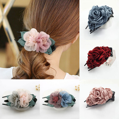Versiunea coreeană Agraf de păr cu flori Femei Agrafe de păr Femei Elegant Duckbild Clip Grip de păr Moda Accesorii pentru păr