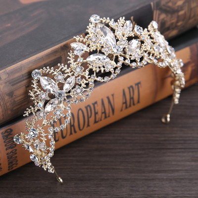 Koreai változat Új divatos luxus kristály menyasszonyi korona tiaras Diadem tiaras nőknek menyasszony esküvői haj kiegészítők