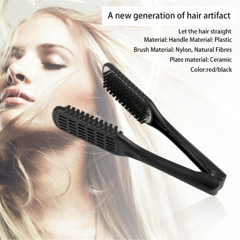 Keramikas iztaisnošanas ķemme Divpusēja matu suku skava, frizieris Dabīgās šķiedras saru matu ķemme Matu veidošanas rīks