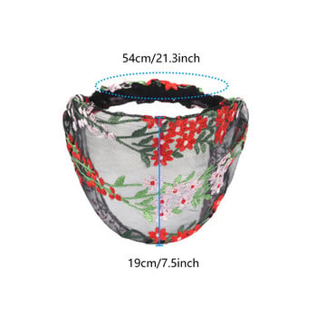 Модни дамски широки ленти за глава, бродирани цветя, снежна прежда, широка лента, дантела, еластична лента за коса, аксесоар за шапки