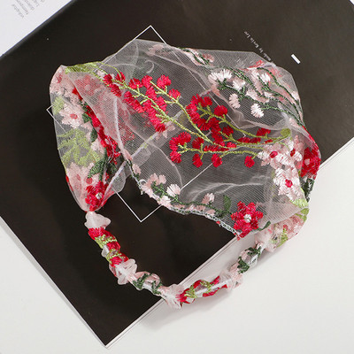 Moda femei bentite late flori brodate fire de zăpadă peal turband lat dantelă banda elastică pentru păr Accesoriu pentru acoperirea capului