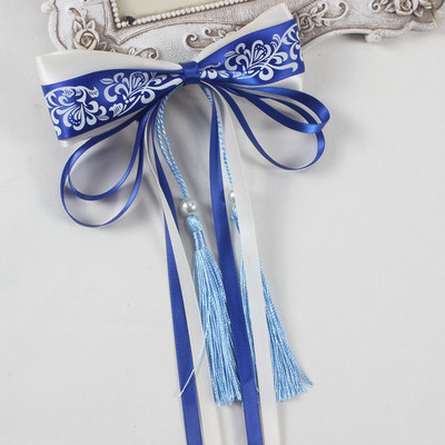 Ρετρό κινέζικο στυλ Μπλε και λευκό πορσελάνινο φιόγκοι Γυναικεία φουρκέτα Φούντες Hanfu Αξεσουάρ μαλλιών Παιδικό κλιπ μαλλιών