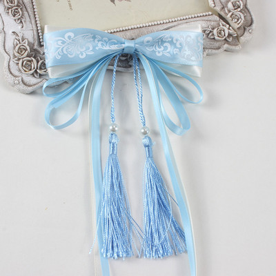 Ρετρό κινέζικο στυλ Μπλε και λευκό πορσελάνινο φιόγκοι Γυναικεία φουρκέτα Φούντες Hanfu Αξεσουάρ μαλλιών Παιδικό κλιπ μαλλιών