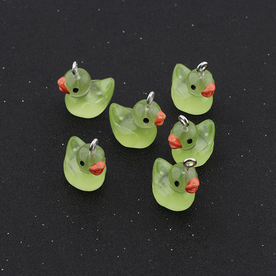 10db Világító Átlátszó Kacsa Gyanta Bűbáj Diy Kawaii 3D Telefon Kulcstartó Karkötő Fülbevaló Medálok Bűbáj gyerekeknek Ékszerkészítés