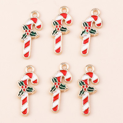 10 ks 6*17mm smaltované vianočné prívesky v tvare cukrovej trstiny na náušnice, prívesky, náhrdelníky, kvetinové prívesky na výrobu šperkov.