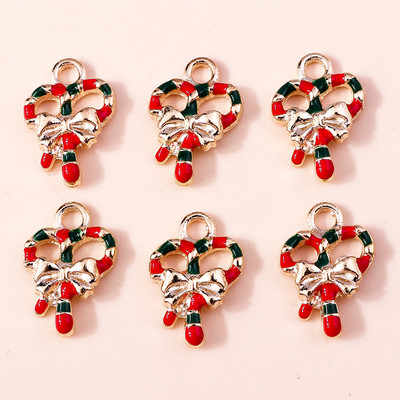 10 ks 6*17mm smaltované vianočné prívesky v tvare cukrovej trstiny na náušnice, prívesky, náhrdelníky, kvetinové prívesky na výrobu šperkov.