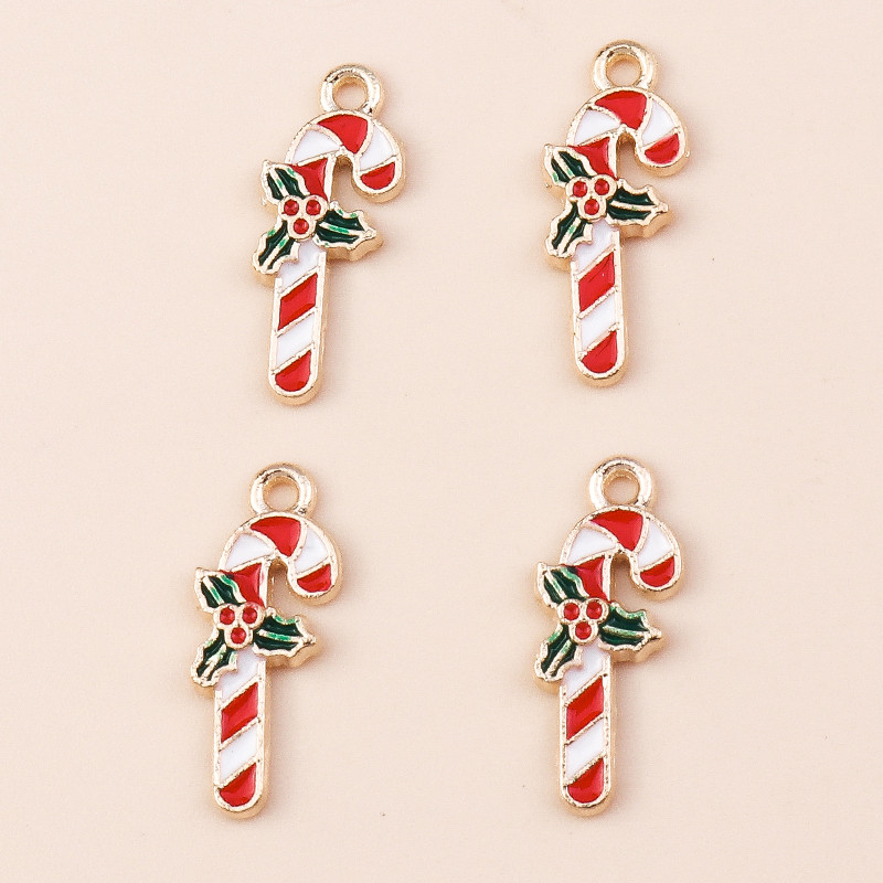 10 ks 6*17mm smaltované vianočné prívesky v tvare cukrovej trstiny na náušnice, prívesky, náhrdelníky, kvetinové prívesky na výrobu šperkov.