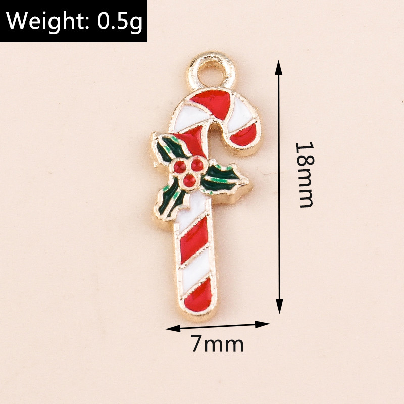 10 ks 6*17mm smaltované vianočné prívesky v tvare cukrovej trstiny na náušnice, prívesky, náhrdelníky, kvetinové prívesky na výrobu šperkov.