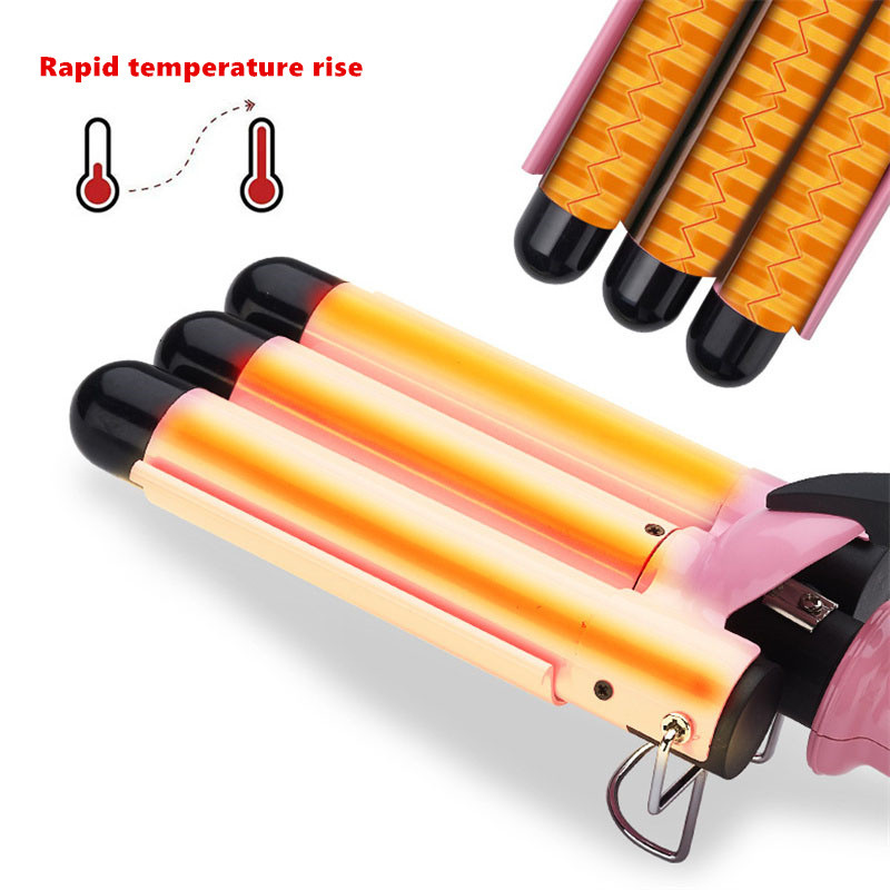 Profesionálna kulma na trvalú trvalú dlahu, keramická 3-valcová kulma na vlasy, elektrické žehličky na vlasy s LCD displejom, kučeravé vlnité stylingové nástroje