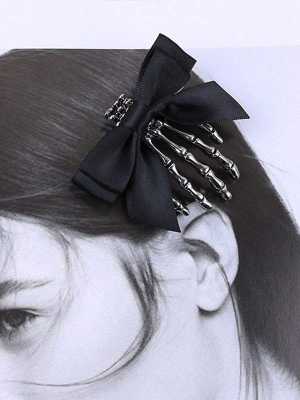 Halloween Bow Skull Clip Csontváz Szellem Kéz Csont Hajtű Vintage Punk Gothic Personality Női Lányok Hajcsat Haj kiegészítők