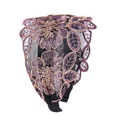 Široký háčik čipkované kvety vlasový pás pre ženy pokrývky hlavy čipkované kvety ozubené protišmykové čelenka dievčenské vlasové doplnky