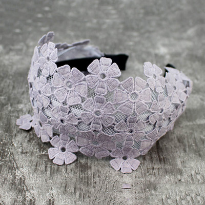 Široký háčik čipkované kvety vlasový pás pre ženy pokrývky hlavy čipkované kvety ozubené protišmykové čelenka dievčenské vlasové doplnky
