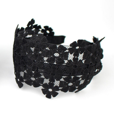 Široký háčik čipkované kvety vlasový pás pre ženy pokrývky hlavy čipkované kvety ozubené protišmykové čelenka dievčenské vlasové doplnky