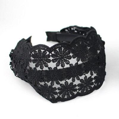 Široký háčik čipkované kvety vlasový pás pre ženy pokrývky hlavy čipkované kvety ozubené protišmykové čelenka dievčenské vlasové doplnky