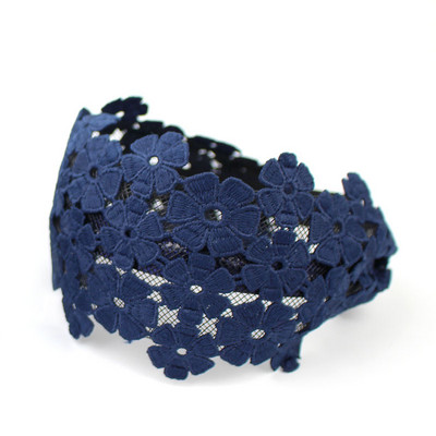 Široký háčik čipkované kvety vlasový pás pre ženy pokrývky hlavy čipkované kvety ozubené protišmykové čelenka dievčenské vlasové doplnky