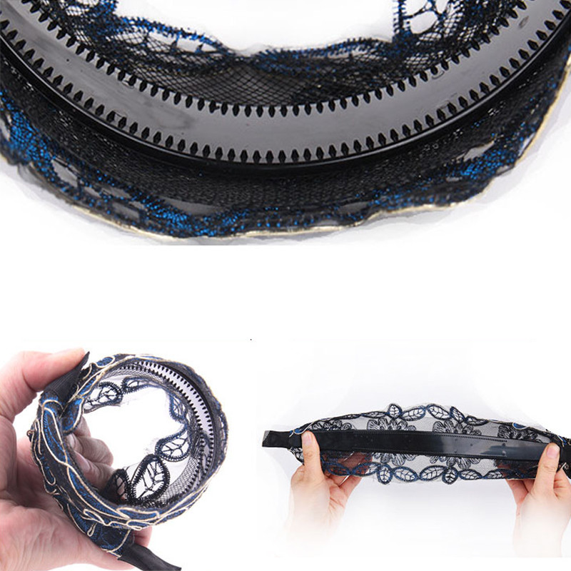 Široký háčik čipkované kvety vlasový pás pre ženy pokrývky hlavy čipkované kvety ozubené protišmykové čelenka dievčenské vlasové doplnky