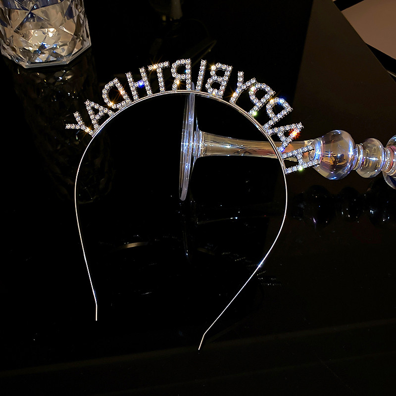 Sjajni vještački dijamant engleska slova sretan rođendan traka za glavu za žene Materijal legura cinka Nakit za zabave Popularan dodatak za kosu