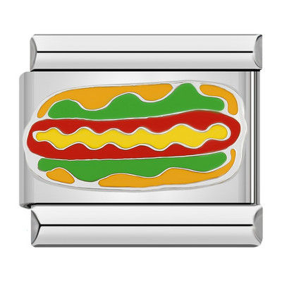 Hapiship 2022 New Fashion Food Hamburger Ice Cream Charm Olasz Linkek Fit 9mm Karkötő Rozsdamentes Acél Ékszerek Barkácskészítés DJ585
