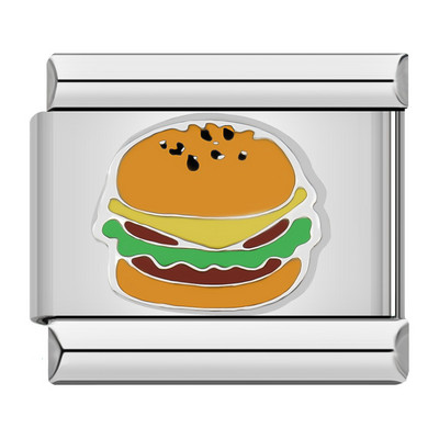 Hapiship 2022 New Fashion Food Hamburger Ice Cream Charm Olasz Linkek Fit 9mm Karkötő Rozsdamentes Acél Ékszerek Barkácskészítés DJ585