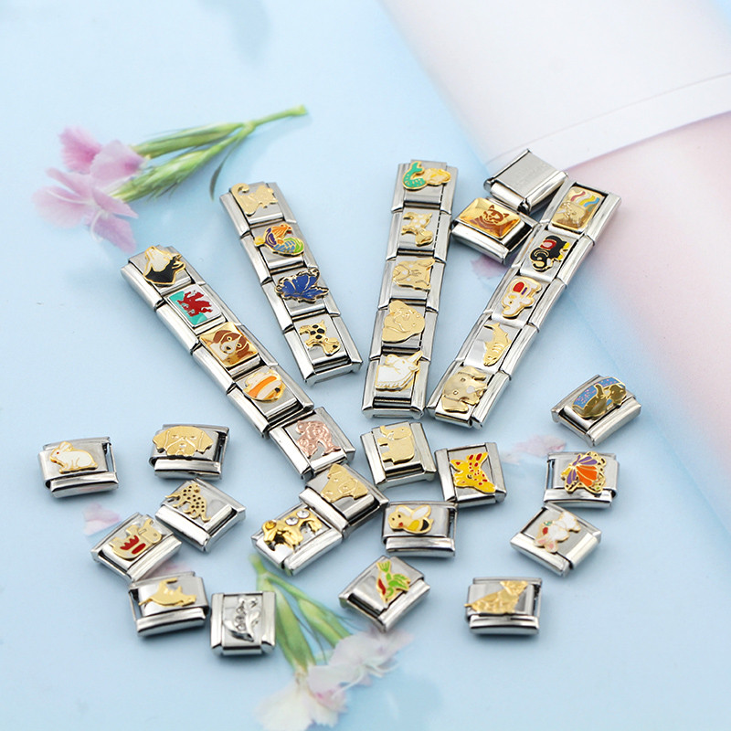 Hapiship Nové zvieracie pes Jednorožec Slon Motýľ Mačka Kôň Prívesok Vhodné pre 9mm nehrdzavejúcu oceľ Náramok na výrobu šperkov DJ384