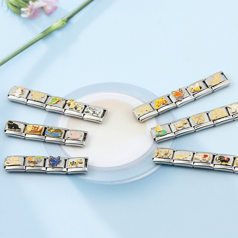 Hapiship Nové zvieracie pes Jednorožec Slon Motýľ Mačka Kôň Prívesok Vhodné pre 9mm nehrdzavejúcu oceľ Náramok na výrobu šperkov DJ384