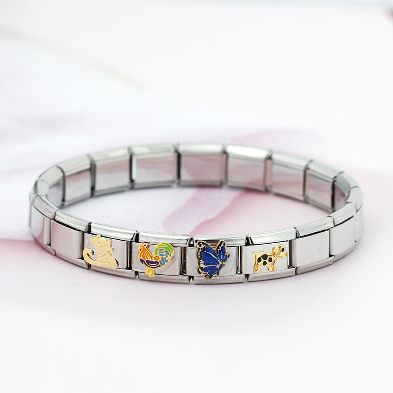 Hapiship Nové zvieracie pes Jednorožec Slon Motýľ Mačka Kôň Prívesok Vhodné pre 9mm nehrdzavejúcu oceľ Náramok na výrobu šperkov DJ384