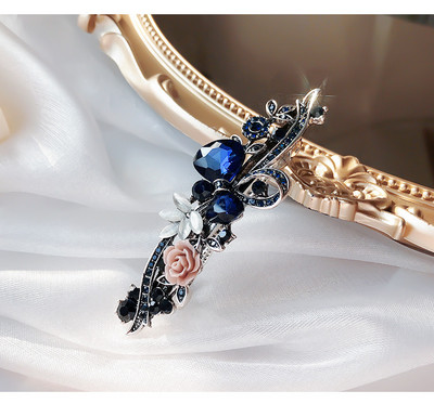 Nová kórejská verzia lesklých krištáľových kvetov na jar do vlasov, sponka do vlasov Merlin Boutique, horizontálna sponka, elegantné vlasové doplnky pre matky