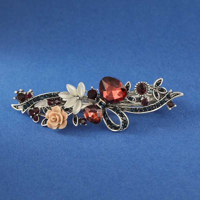 Nová kórejská verzia lesklých krištáľových kvetov na jar do vlasov, sponka do vlasov Merlin Boutique, horizontálna sponka, elegantné vlasové doplnky pre matky