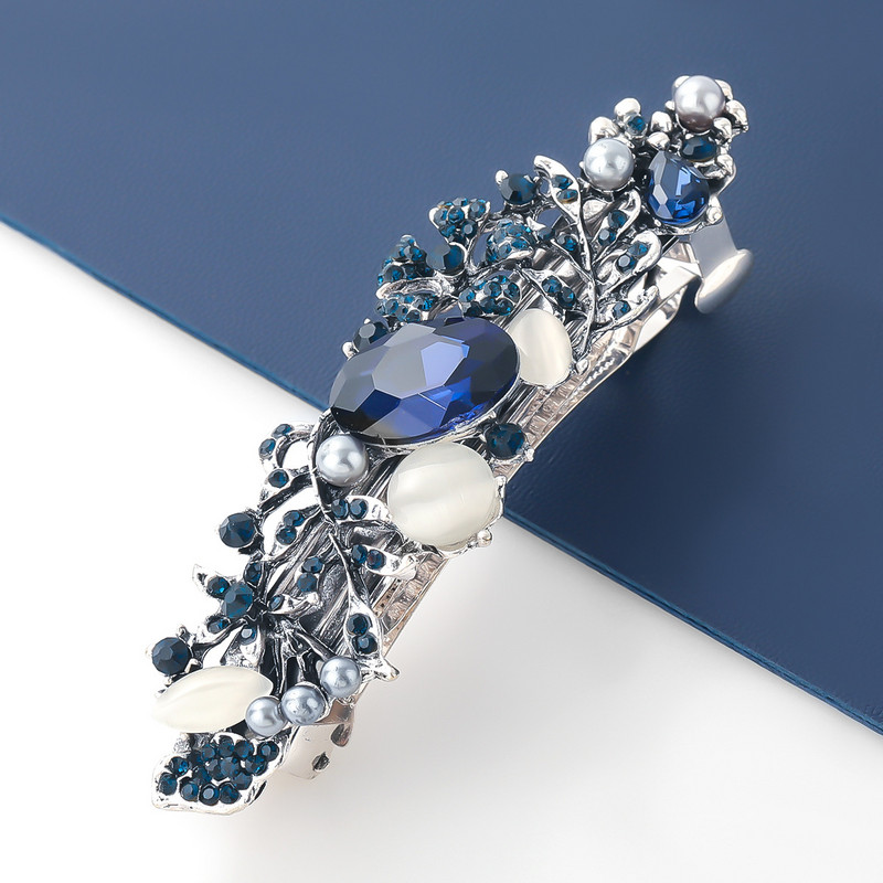 Nová kórejská verzia lesklých krištáľových kvetov na jar do vlasov, sponka do vlasov Merlin Boutique, horizontálna sponka, elegantné vlasové doplnky pre matky