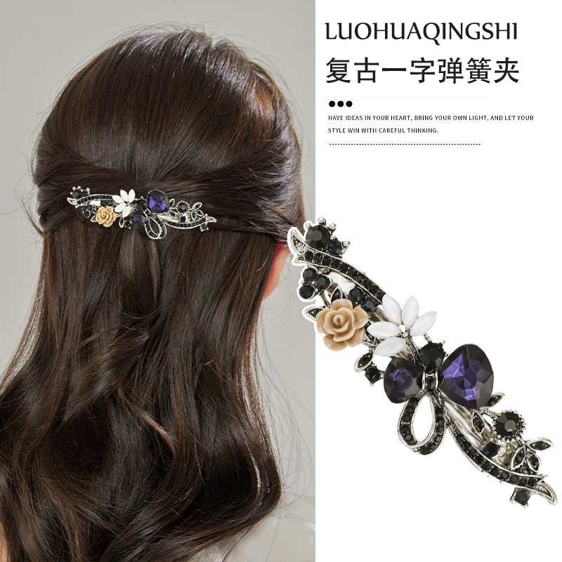 Nová kórejská verzia lesklých krištáľových kvetov na jar do vlasov, sponka do vlasov Merlin Boutique, horizontálna sponka, elegantné vlasové doplnky pre matky
