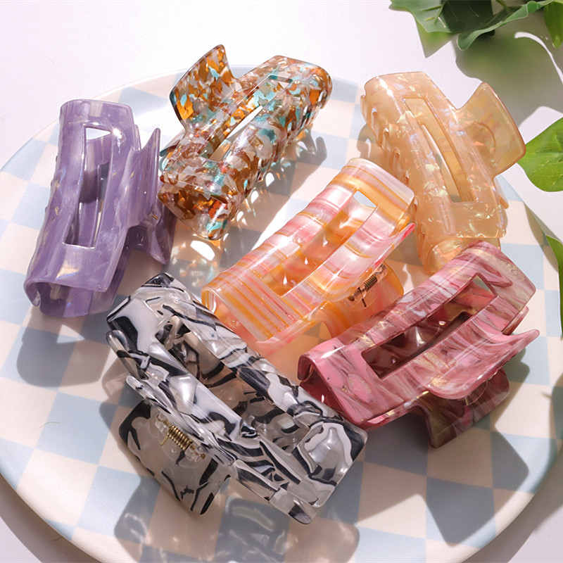 HUANQI 2023 Nová acetátová obdĺžniková dutá veľká sponka do vlasov, vlasový pazúr pre ženy, elegantná sponka do vlasov, jeseň/zima, vlasové doplnky