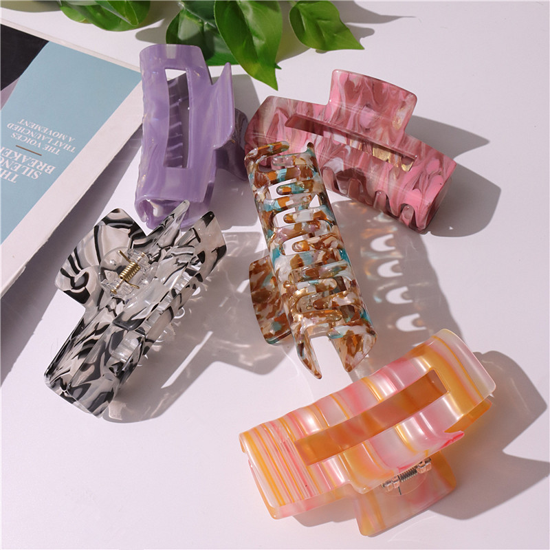 HUANQI 2023 Nová acetátová obdĺžniková dutá veľká sponka do vlasov, vlasový pazúr pre ženy, elegantná sponka do vlasov, jeseň/zima, vlasové doplnky