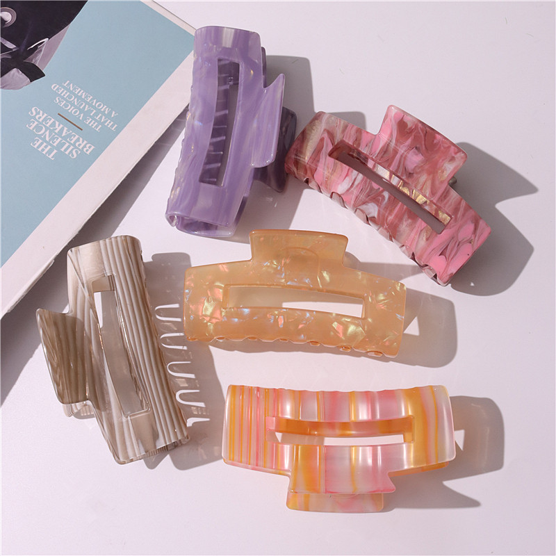 HUANQI 2023 Nová acetátová obdĺžniková dutá veľká sponka do vlasov, vlasový pazúr pre ženy, elegantná sponka do vlasov, jeseň/zima, vlasové doplnky