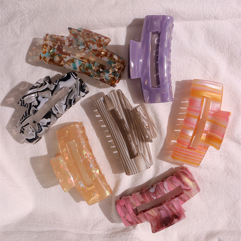 HUANQI 2023 Nová acetátová obdĺžniková dutá veľká sponka do vlasov, vlasový pazúr pre ženy, elegantná sponka do vlasov, jeseň/zima, vlasové doplnky