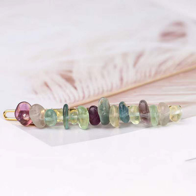 Crystal Stone Barrette Szabálytalan természetes kőből készült kézzel készített hajtűk Divatos hajcsat oldalsó hajcsavarok Lány fejfedők Kiegészítők