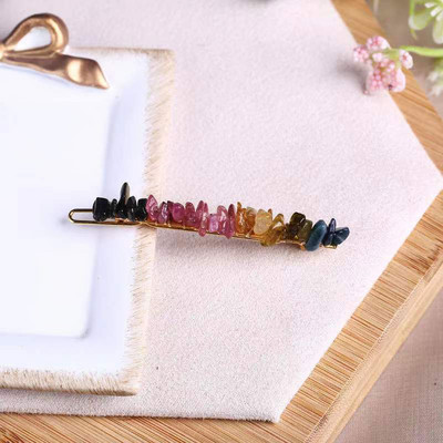 Crystal Stone Barrette Szabálytalan természetes kőből készült kézzel készített hajtűk Divatos hajcsat oldalsó hajcsavarok Lány fejfedők Kiegészítők