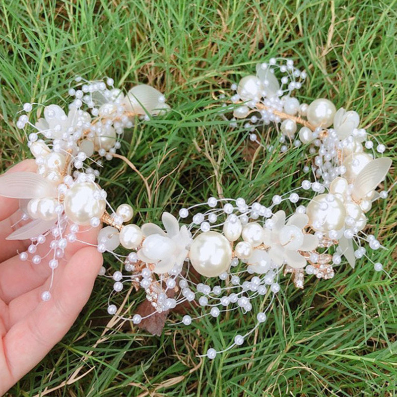 Új elegáns menyasszonyi esküvői hajkiegészítők Gyöngyvirág fejpánt Hajpánt Kézzel készített kristály fejpántok hajdísz