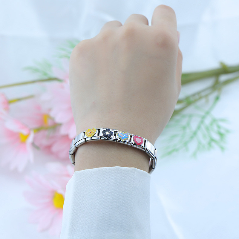Hapiship Culoare romantică Heart Star Flwoer Tai Chi Italian Charm Links Fit 9mm Bratara din oțel inoxidabil Bijuterii DIY Fabricare DJ597