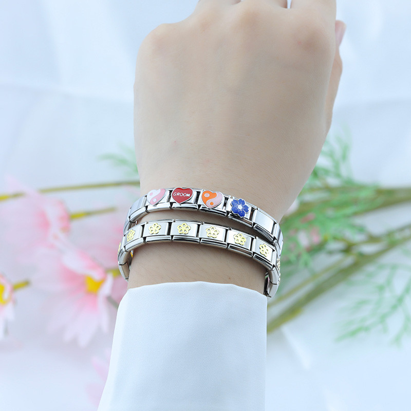 Hapiship Culoare romantică Heart Star Flwoer Tai Chi Italian Charm Links Fit 9mm Bratara din oțel inoxidabil Bijuterii DIY Fabricare DJ597