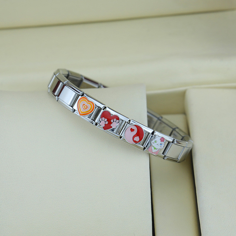 Hapiship Culoare romantică Heart Star Flwoer Tai Chi Italian Charm Links Fit 9mm Bratara din oțel inoxidabil Bijuterii DIY Fabricare DJ597