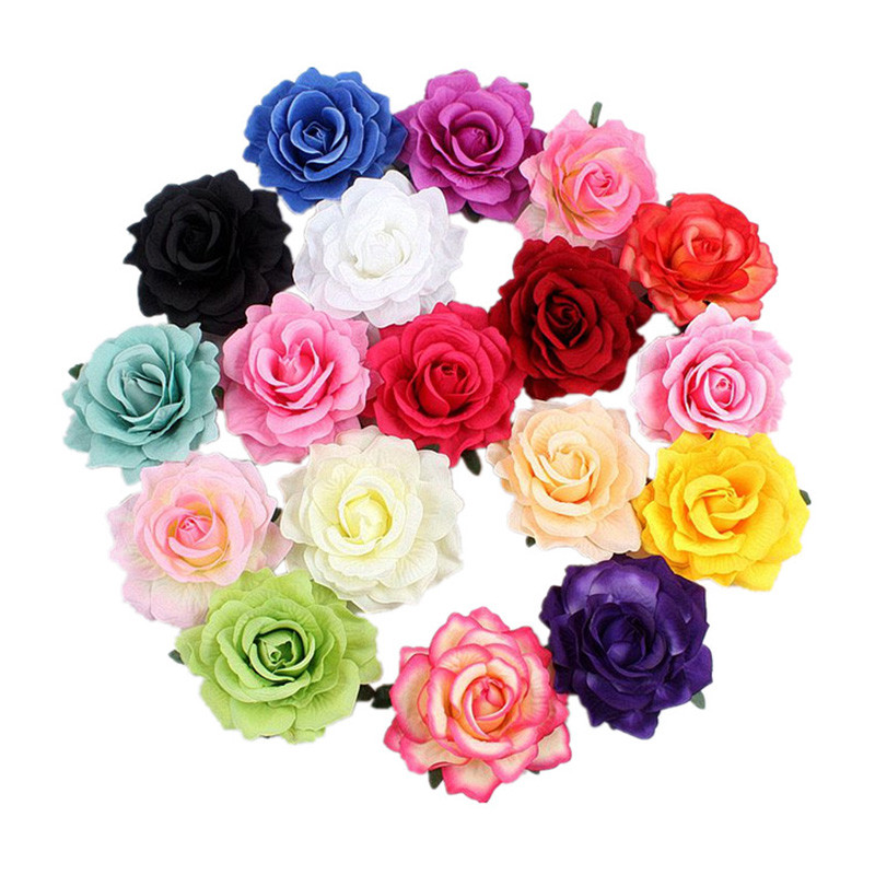 1PC Роза Изкуствени цветя Фиби за булчинско сватбено парти Брошка Дамски щипки за коса Шапки Фестивал за момичета Аксесоар за коса