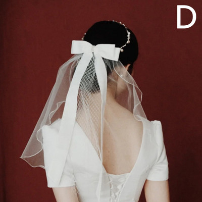 Agrafă de păr din voal cu fundă Accesorii de păr pentru nuntă de mireasă Femei Simplu Scurt Tulle Nouă Coefcă de mireasă Accesoriu pentru fotografie de nuntă