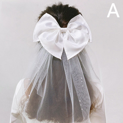 Agrafă de păr din voal cu fundă Accesorii de păr pentru nuntă de mireasă Femei Simplu Scurt Tulle Nouă Coefcă de mireasă Accesoriu pentru fotografie de nuntă